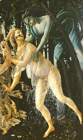 Printemps Botticelli Sandro Zphyr et Chloris dtail Florence 1500