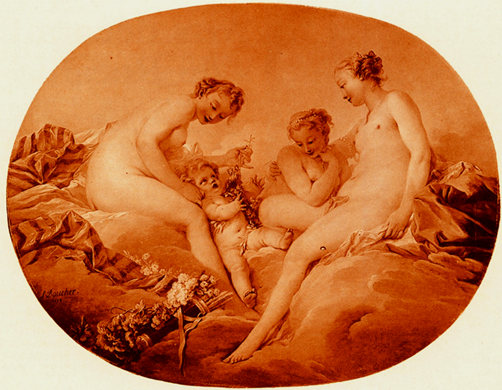 Graces enchainant Amour Boucher Lisbonne 1738