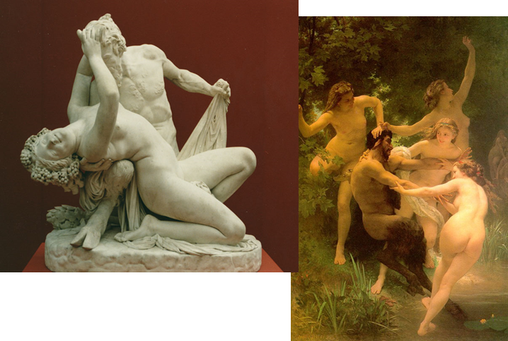 Mnades;Satyre+Bouguereau+++,Satyre;bacchante+pradier+louvre+1834+persoL5961+