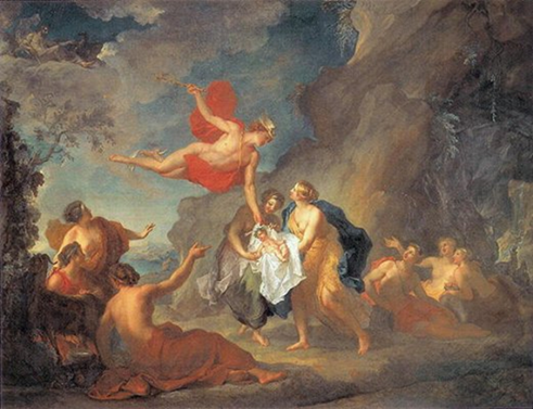 Hermès confie;Dionysos;Nymphe de Naxos+Collin de Vermont+Tours+1725+